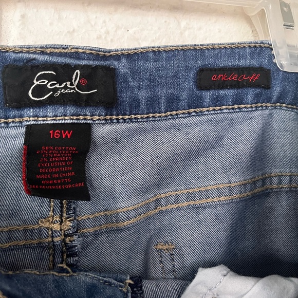 Earl Jeans Floral Embroidered Boyfriend Ankle Cuff Straight Leg Jeans Size 16 - Picture 4 of 4